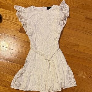 Vici Ivory Lace Flutter Sleeve Dress